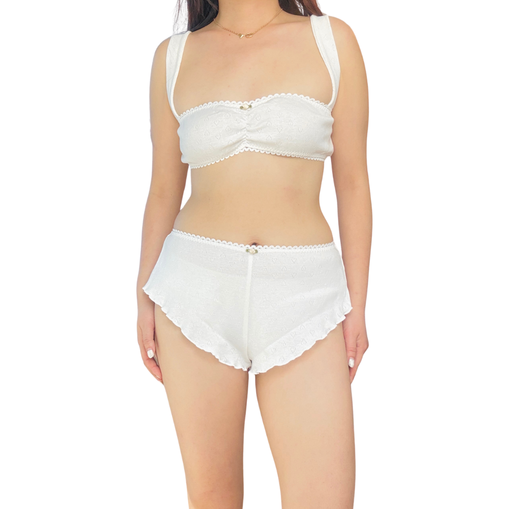 The Romantic pointelle cotton made matching bralette set