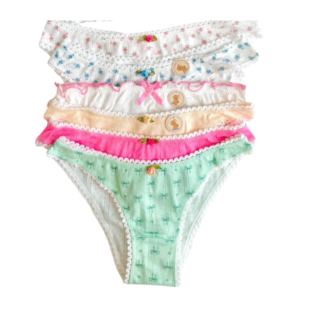 Milanblocks Petite Bundle Cotton Pointelle Sweet Blossom Coquette Lingerie Set