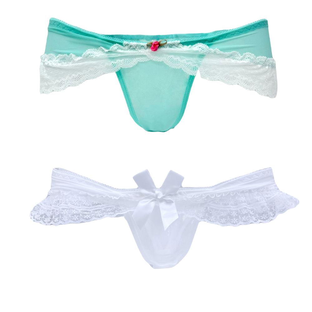 Aqua Lace Trimmed Coquette Panty
