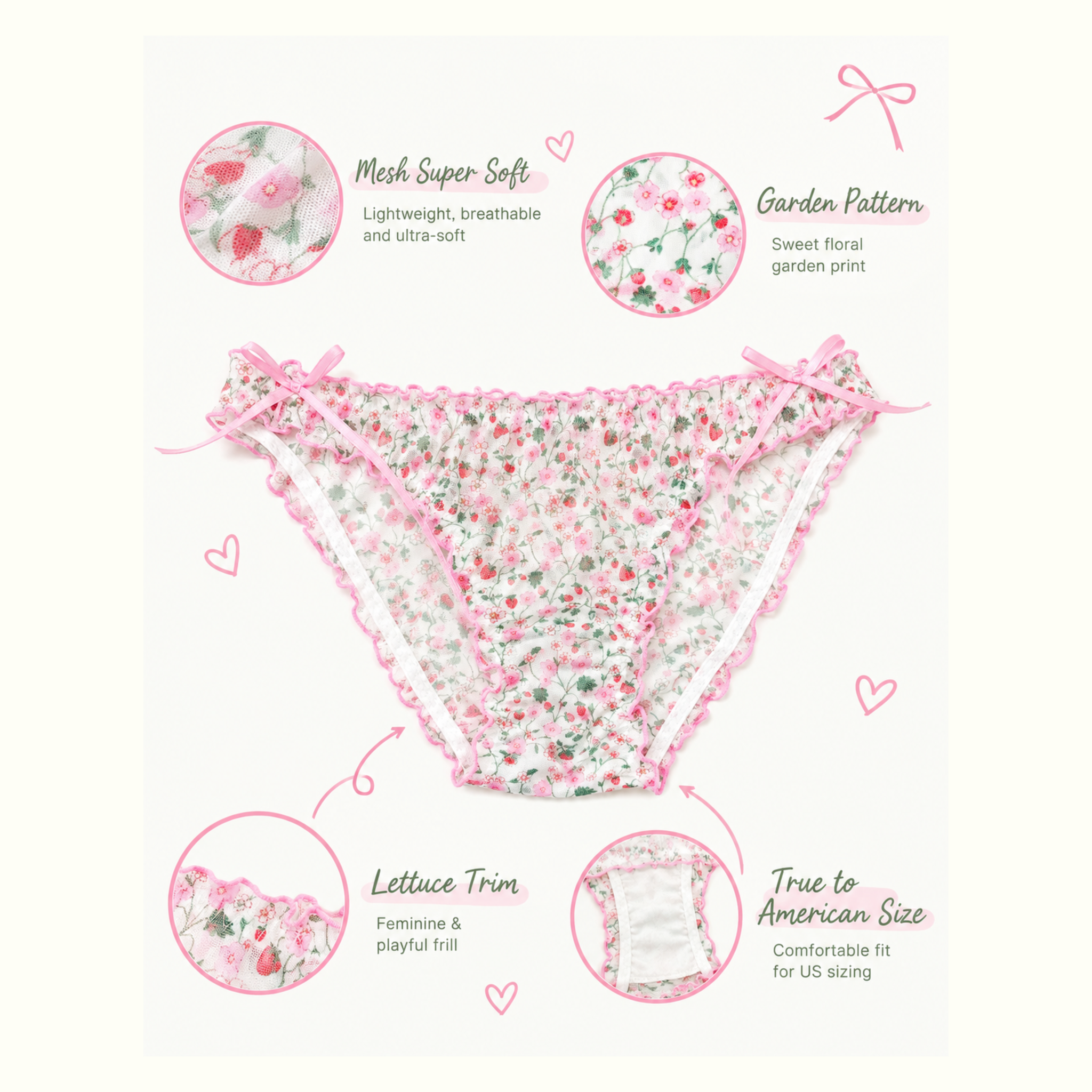 Milanblocks Summer Floral Fantasy Coquette Mesh Panty Set
