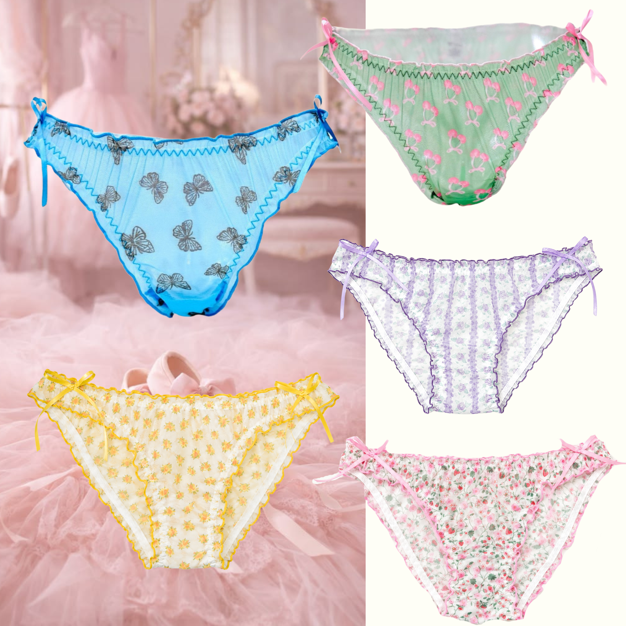 Milanblocks Summer Floral Fantasy Coquette Mesh Panty Set
