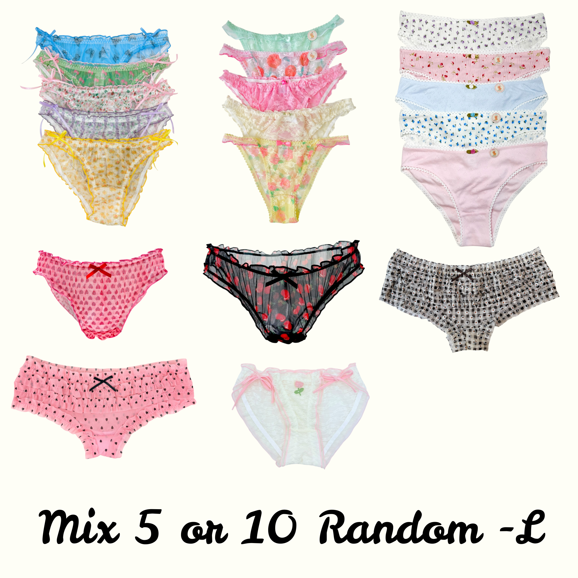 Milanblocks Women’s Coquette soft girl Lace Panties – Soft Girl Underwear, 5-Pack or 10-Pack
