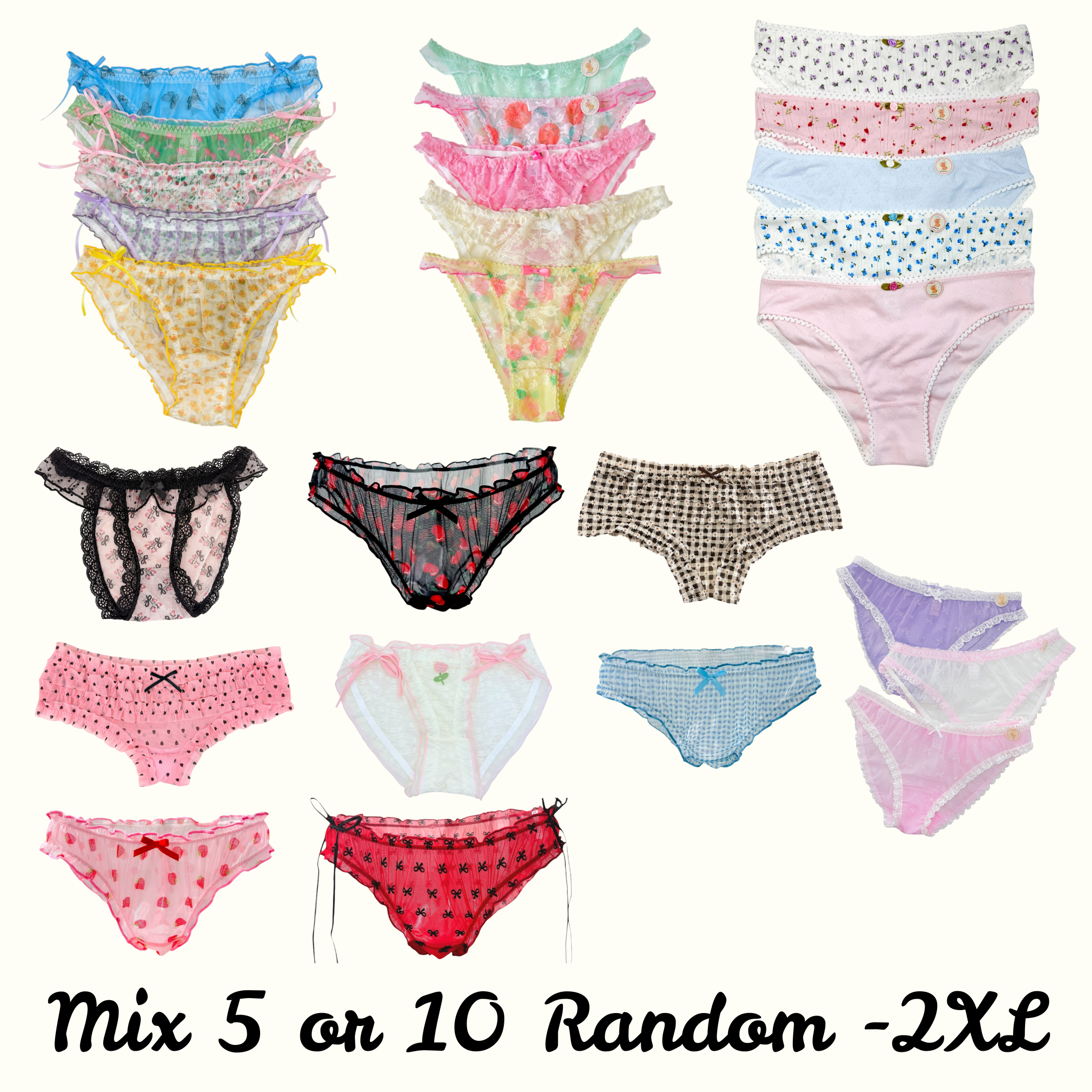 Milanblocks Women’s Coquette soft girl Lace Panties – Soft Girl Underwear, 5-Pack or 10-Pack