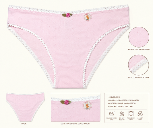 Milanblocks Soft Girl Cotton Panties pointella Cute Floral Pastel Lace Trim Briefs Panty 5 pack