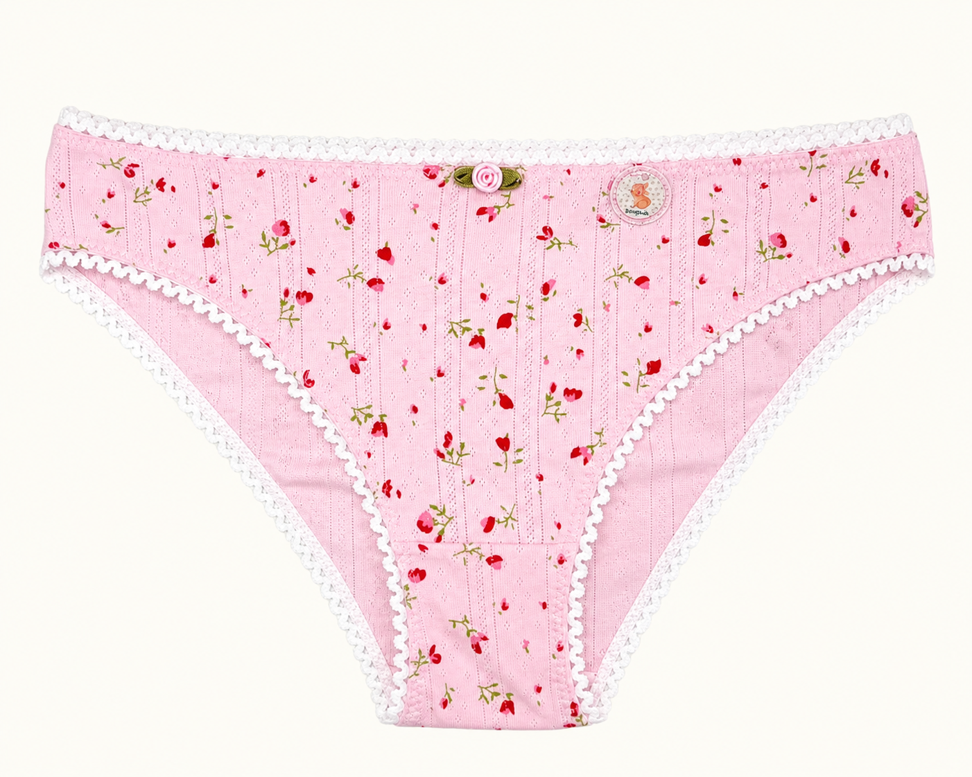 Milanblocks Soft Girl Cotton Panties pointella Cute Floral Pastel Lace Trim Briefs Panty 5 pack