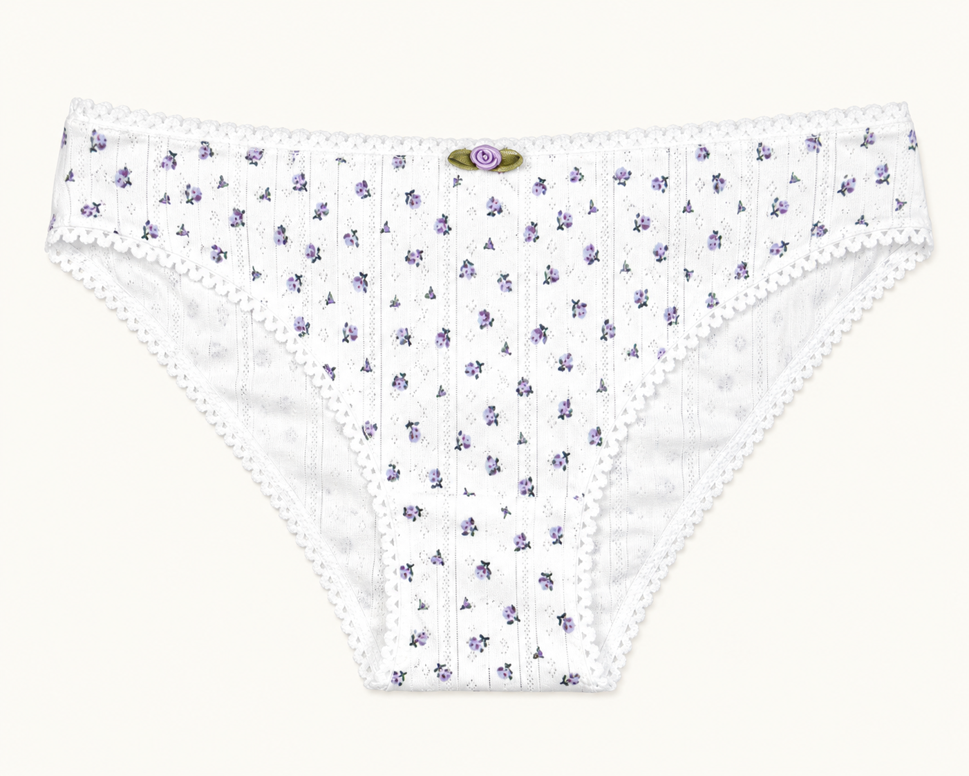 Milanblocks Soft Girl Cotton Panties pointella Cute Floral Pastel Lace Trim Briefs Panty 5 pack