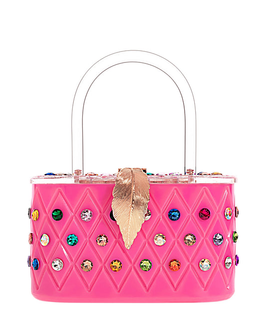 Milanblocks - Angel Pink Rainbow Acrylic Box Clutch Bag