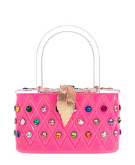 "Angel" Pink Rainbow Acrylic Box Clutch Bag