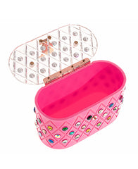 "Angel" Pink Rainbow Acrylic Box Clutch Bag