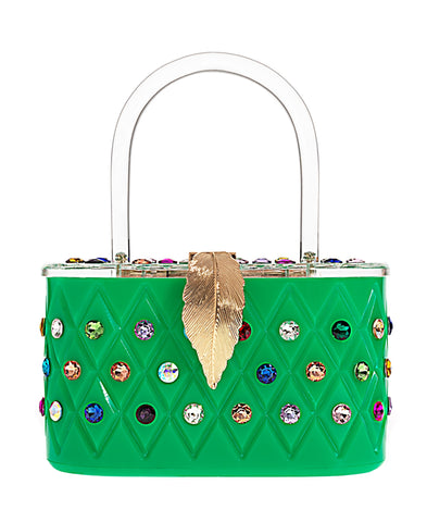 Womens Emerald Rainbow  Top Handle Clutch Bag