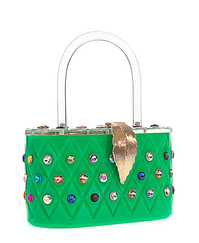 Womens Emerald Rainbow  Top Handle Clutch Bag