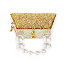 Forever Love Glitter Top Handle Acrylic Clutch