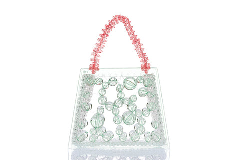 Mint Spider Woven Round Beaded Bag