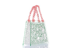 Mint Spider Woven Round Beaded Bag