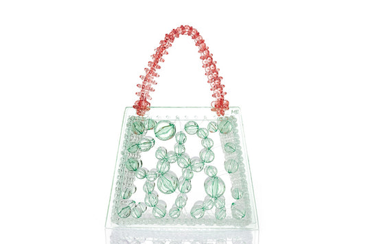 Mint Spider Woven Round Beaded Bag