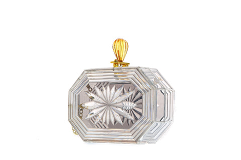 Perfume Bottle Clear Flower Cut Acrylic Box Clutch-Gray