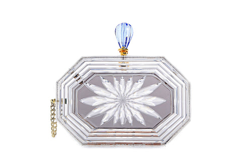 Perfume Bottle Clear Flower Cut Acrylic Box Clutch-Gray