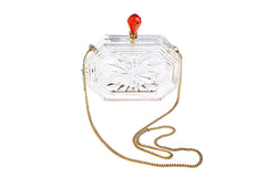 Perfume Bottle Clear Flower Cut Acrylic Box Clutch-Clear