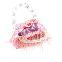 Pink Diamond-Embellished Feather Bag