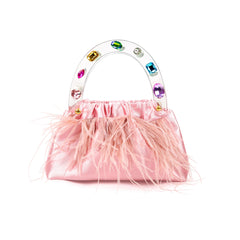 Pink Diamond-Embellished Feather Bag