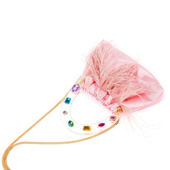 Pink Diamond-Embellished Feather Bag